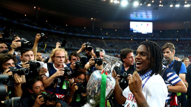 Renato Sanches lifts the Euro 2016 trophy last summer