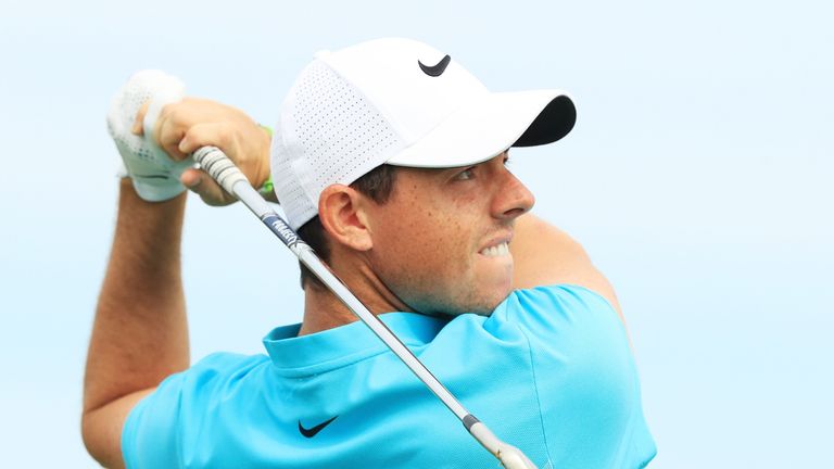 Rory McIlroy of Northern Ireland plays his shot from the 13th tee during the second round of the 2017 U.S. Open at Erin Hills
