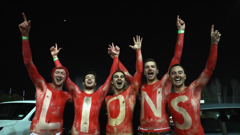 Lions fans celebrate after their victory over the Chiefs