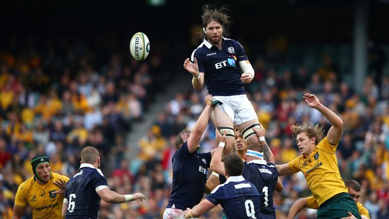SYDNEY, AUSTRALIA - JUNE 17: Ben Toolis of Scotland takes a lineout ball during the International Test match between the Australian Wallabies and Scotland 