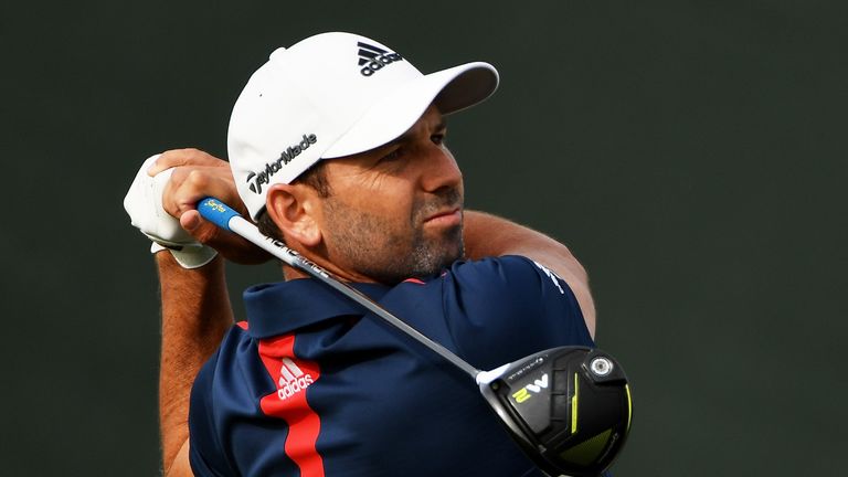 Sergio Garcia of Spain plays his shot from the tenth tee during the second round of the 2017 U.S. Open at Erin Hills on June 16, 2