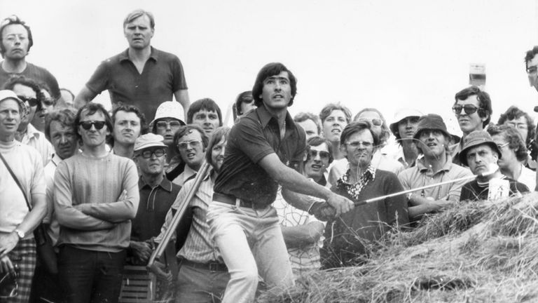1976:  Severiano Ballesteros in the sandhills of Royal Birkdale, Southport, Lancashire.  (Photo by John Leatherbarrow/Keystone/Getty Images)