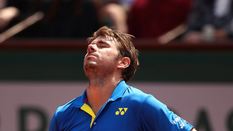 PARIS, FRANCE - JUNE 09:  Stan Wawrinka of Suitzerland reacts during the men's singles semi final match against Andy Murray of Great Britain on day thirtee