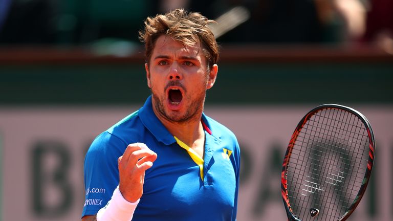 PARIS, FRANCE - JUNE 09:  Stan Wawrinka of Suitzerland celebrates during the men's singles semi final match against Andy Murray of Great Britain on day thi