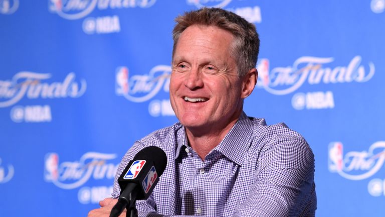 Warriors coach Steve Kerr was all smiles after returning to the bench following an 11-game absence