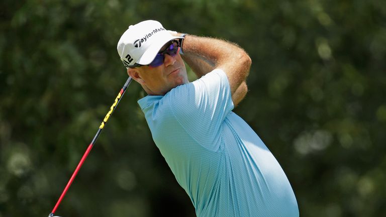 MEMPHIS, TN - JUNE 10:  Stewart Cink tees off on the seventh hole during round three of the FedEX St. Jude Classic at the TPC Southwind on June 10, 2017 in