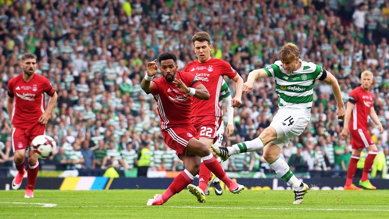 Stuart Armstrong equalises in the Cup final against Aberdeen