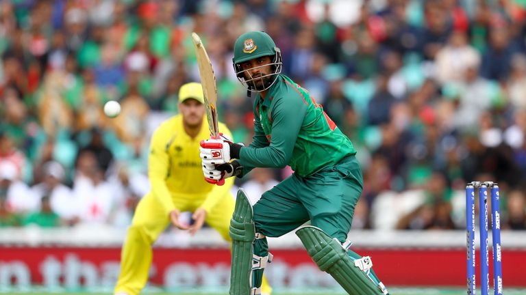 Tamim Iqbal of Bangladesh in action during the ICC Champions trophy cricket match between Australia and Bangladesh at The Oval 