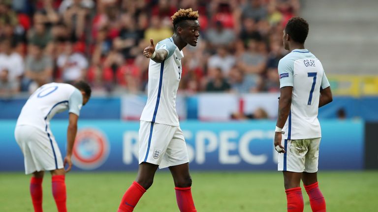 Tammy Abraham (pictured) and Nathan Redmond saw their penalties saved as England were knocked out of the U21 Euros by Germany