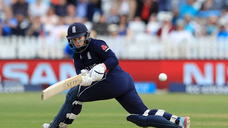 England's Tammy Beaumont bats  ICC Women's World Cup match against India