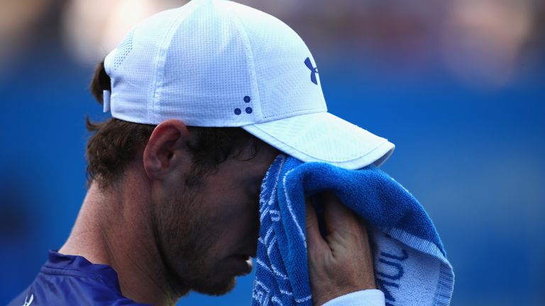 Andy Murray of Great Britain looks dejected during the mens singles first round match against Jordan Thompson of Australia