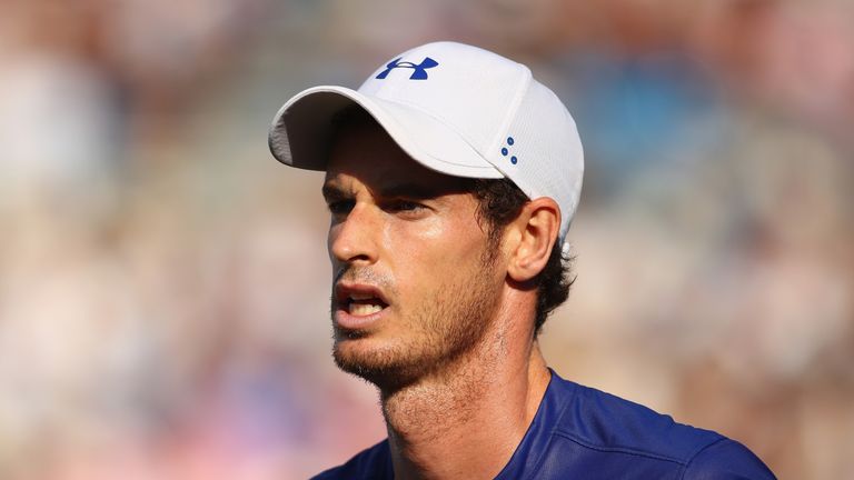 Andy Murray of Great Britain looks dejected during the mens singles first round match against Jordan Thompson of Australia