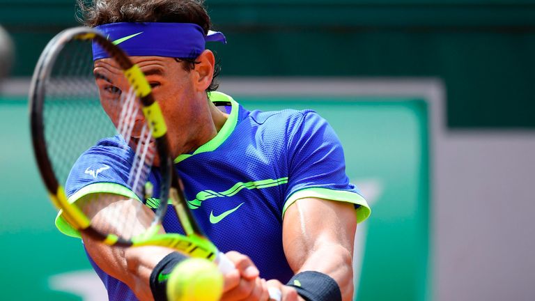 Spain's Rafael Nadal returns the ball to Spain's Roberto Bautista Agut during their tennis match at the Roland Garros 2017 French Open