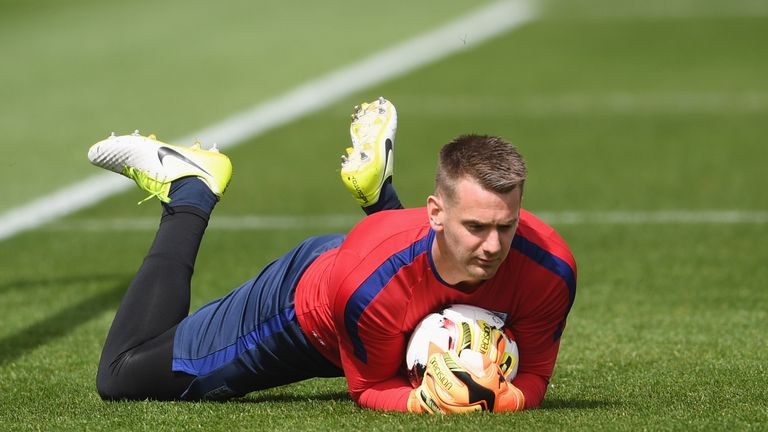 Tom Heaton during an England training session last week