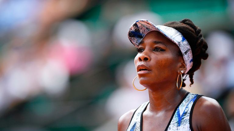 Venus Williams during her French Open match against Kurumi Nara at Roland Garros on May 31