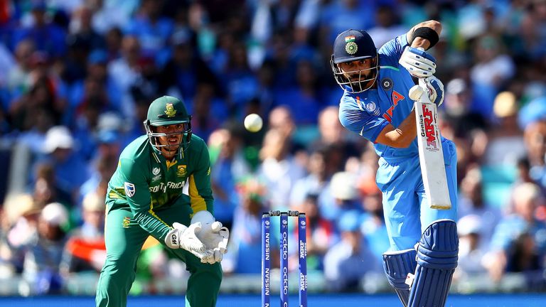 Virat Kohli in action during the ICC Champions trophy match between India and South Africa at The Oval