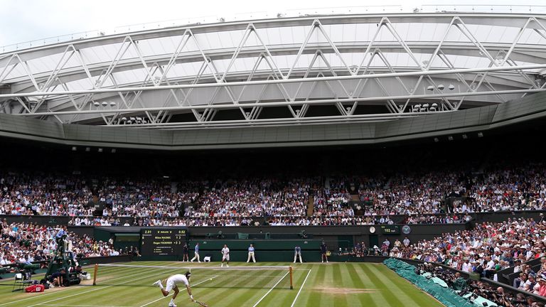 A view of Centre Court at Wimbledon