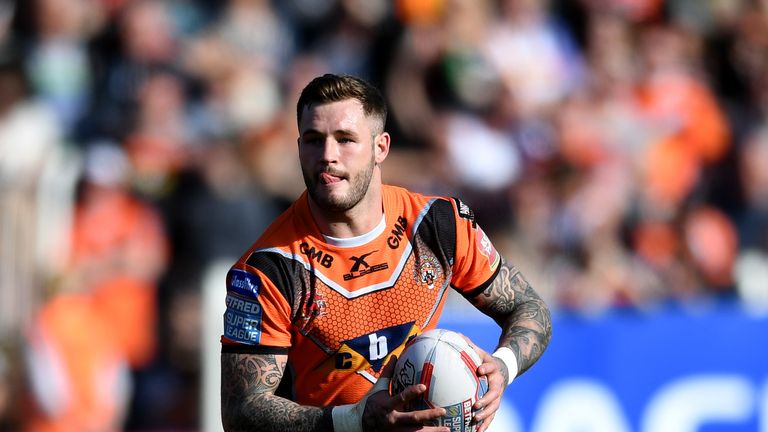 CASTLEFORD, ENGLAND - MARCH 26:  Zak Hardaker of Castleford during the Betfred Super League match between Castleford Tigers and Catalans Dragons at Wheldon