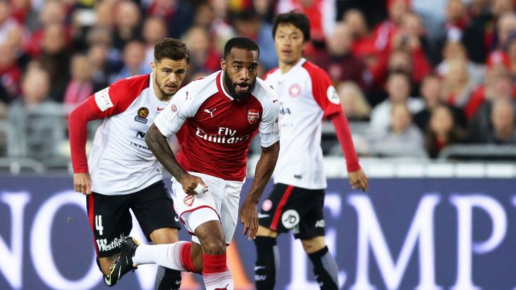 Alexandre Lacazette in action during Arsenal's friendly against Western Sydney Wanderers 