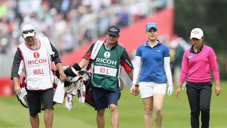 during the first round of the 2016 Ricoh Women's British Open on July 28, 2016 in Woburn, England.