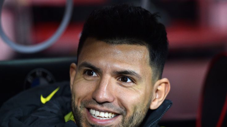 Sergio Aguero on the bench ahead of the Premier League football match between Bournemouth and Manchester City