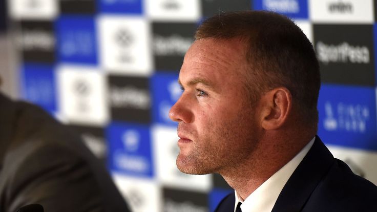 Everton's new signing, English striker Wayne Rooney, attends a press conference at Goodison Park on July 10, 2017, following his transfer.