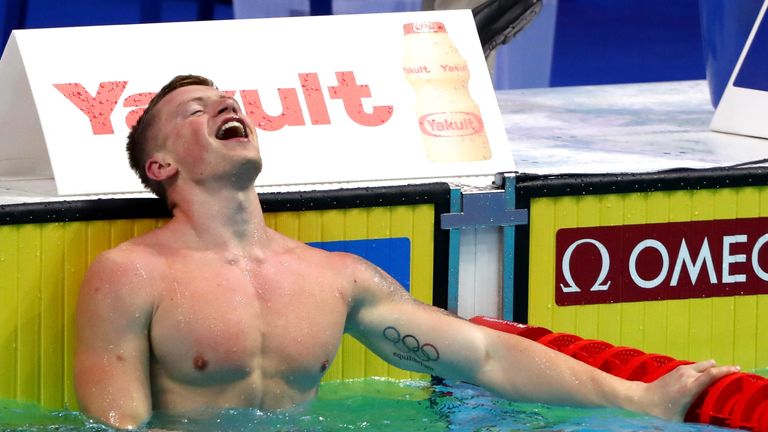 Adam Peaty celebrates after clocking 25.95s in Budapest on Tuesday