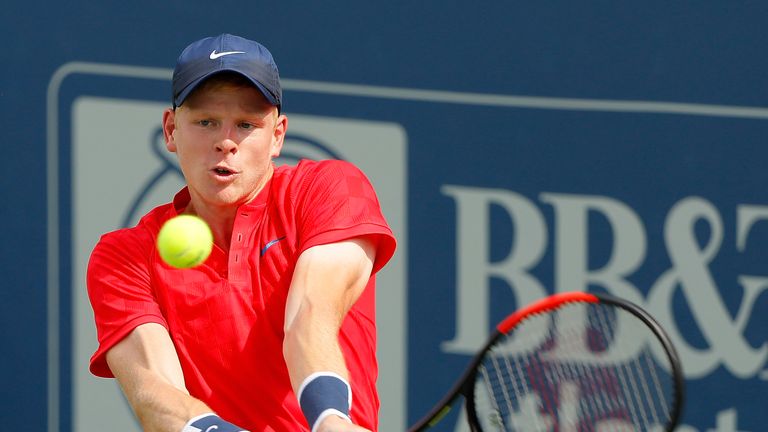 Kyle Edmund en route to beating Peter Gojowczyk in Atlanta on Thursday