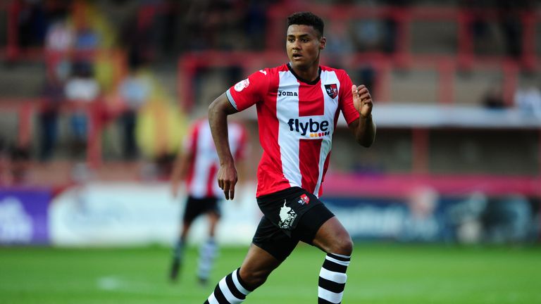 EXETER, UNITED KINGDOM - JULY 28: Ollie Watkins of Exeter City during the Pre Season Friendly match between Exeter City and Cardiff City at St James Park