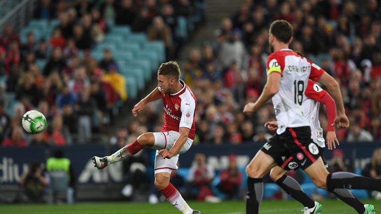 Aaron Ramsey scores Arsenal's second in Sydney after being spotted by Nacho Monreal