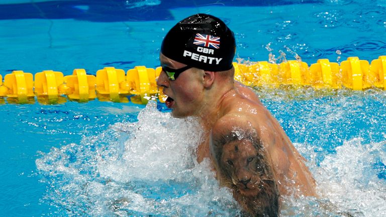 BUDAPEST, HUNGARY - JULY 24:  Adam Peaty of Great Britain competes during the Men's 100m Breaststroke Final