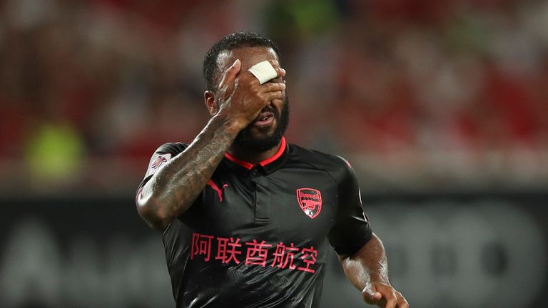 SHANGHAI, CHINA - JULY 19:  Alexandre Lacazette of Arsenal FC reacts during the 2017 International Champions Cup football match between FC Bayern and Arsen