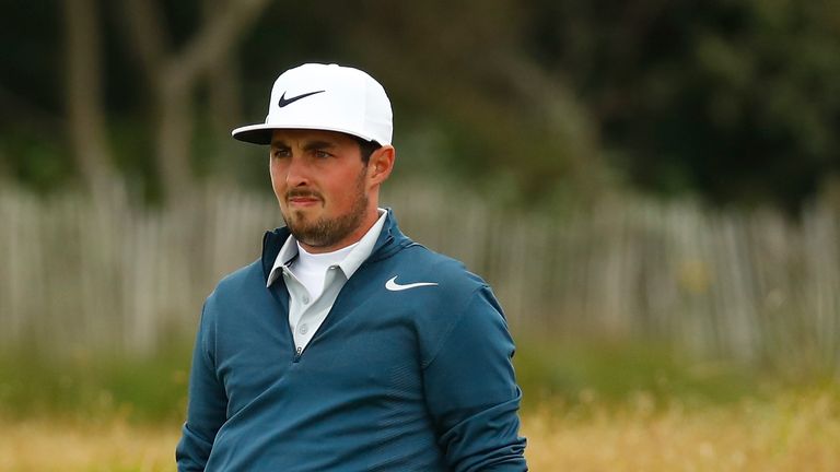 Amateur Alfie Plant of England watches his second shot on the 1st hole during the second round of The 146th Open 