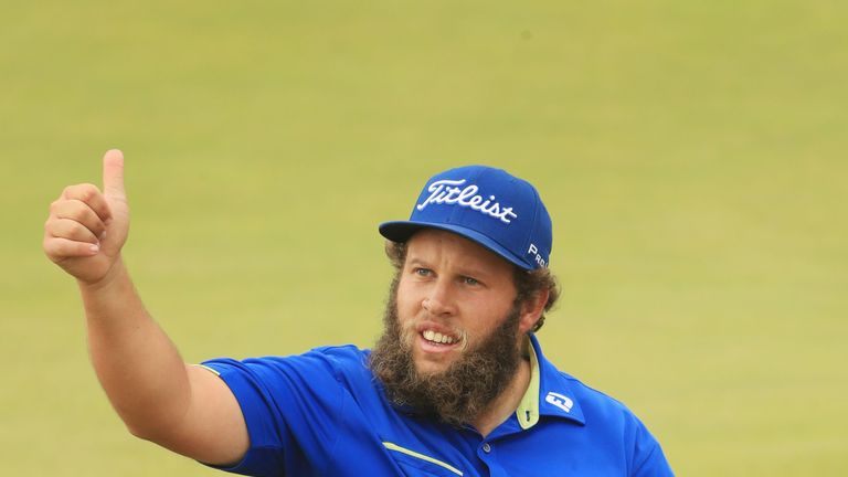 Andrew Johnston of England acknowledges the crowd on the 18th hole during the final round of The 146th Open 