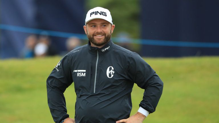 Andy Sullivan was all smiles after finishing the third round of the Scottish Open with a eagle