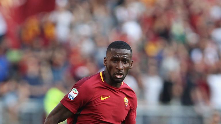 Antonio Rudiger in action during the Serie A match between Roma and Genoa