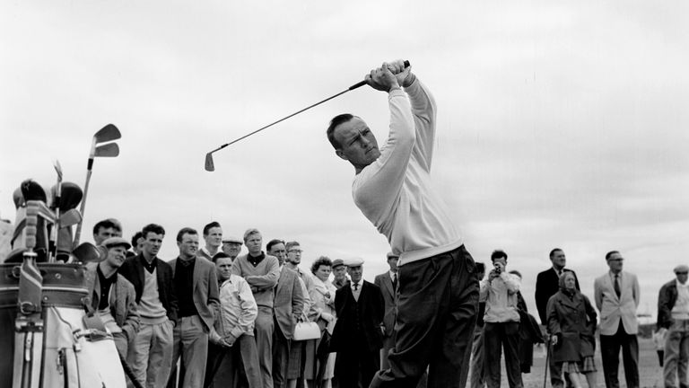 Arnold Palmer seen during practice at Royal Birkdale, Southport, Lancashire, preparing for the British Open Golf Championship which starts on the 12th.
