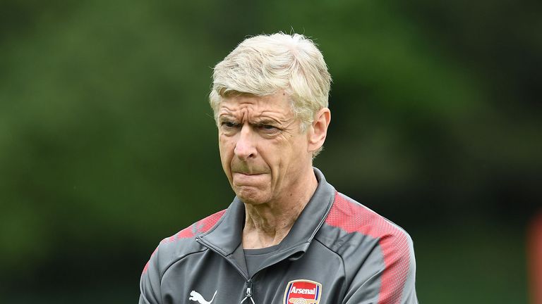 Arsene Wenger during a training session at London Colney