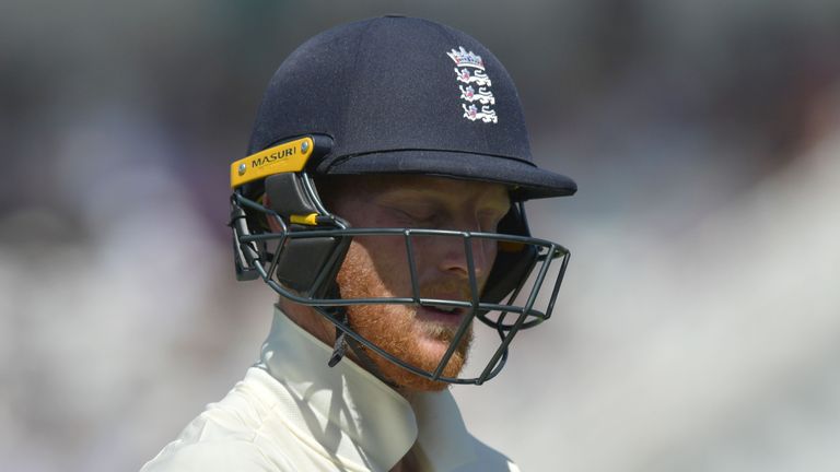 England's Ben Stokes leaves the field after losing his wicket for 18 runs on the fourth day of the second Test