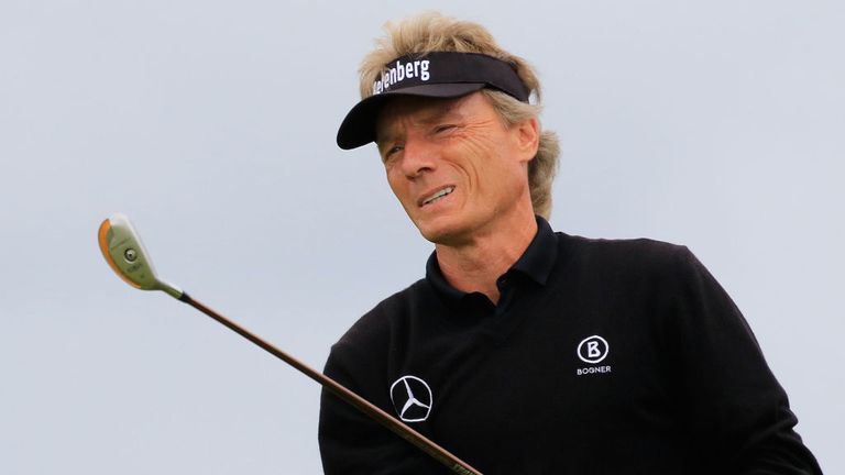 Bernard Langer in action during the third round of the Senior Open Championship