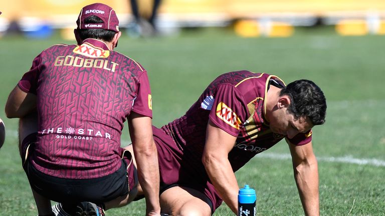 Slater went down injured during a Queensland Maroons State of Origin training session 