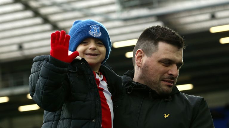 Bradley Lowery before the Premier League match between Everton and Sunderland at Goodison Park