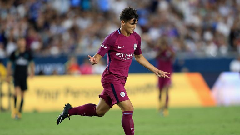 Brahim Diaz of Manchester City reacts after scoring a goal against Real Madrid