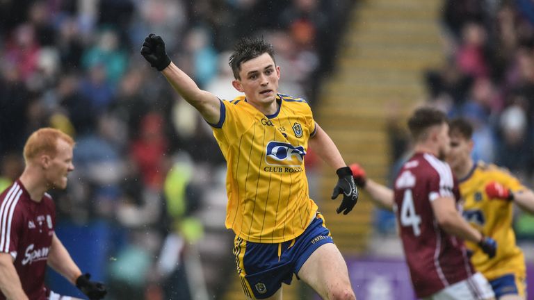 Brian Stack of Roscommon celebrates after scoring his side's second goal