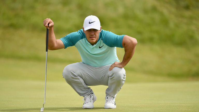 SOUTHPORT, ENGLAND - JULY 23:  Brooks Koepka of the United States lines up a putt during the final round of the 146th Open Championship at Royal Birkdale o