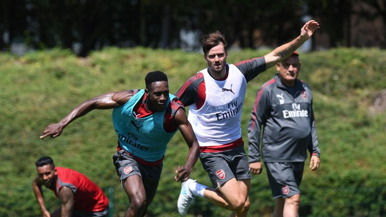 ST ALBANS, ENGLAND - JULY 05: of Arsenal during a training session at London Colney on July 5, 2017 in St Albans, England.
