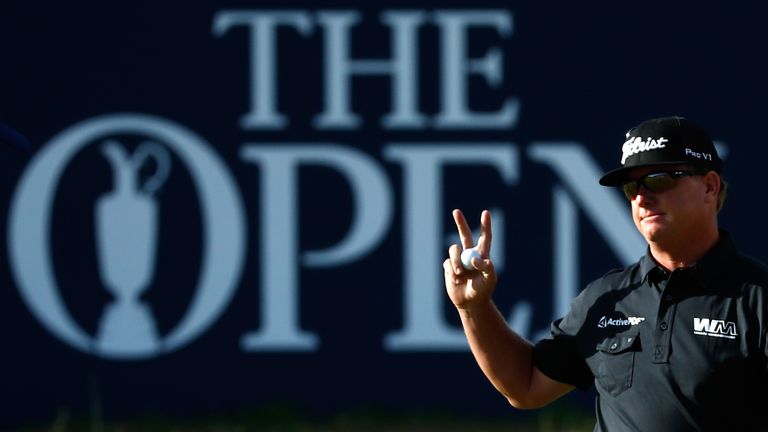SOUTHPORT, ENGLAND - JULY 20:  Charley Hoffman of the United States acknowledges the crowd on the 18th green during the first round of the 146th Open Champ
