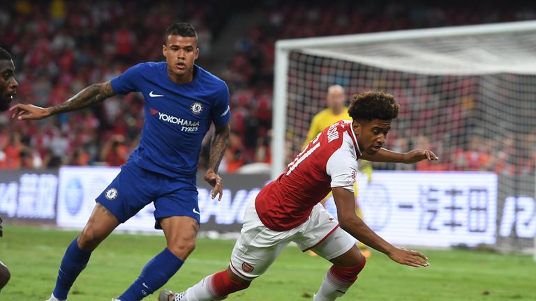Kenedy in action for Chelsea against Arsenal 