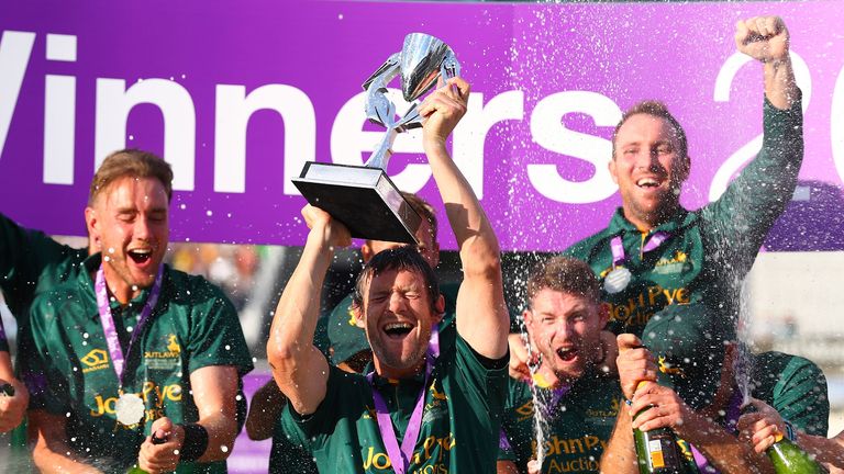 Nottinghamshire captain Chris Read lifts the Royal London One-Day Cup