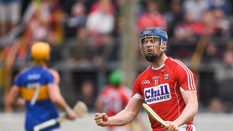 Conor Lehane of Cork celebrates a score during the Munster GAA Hurling Senior Championship Semi-Final match between Tipperary and Cork